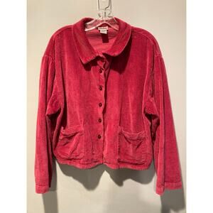 Kiko Comfortable Clothing Corduroy Cotton Jacket Red Boxy Fit One Size Button